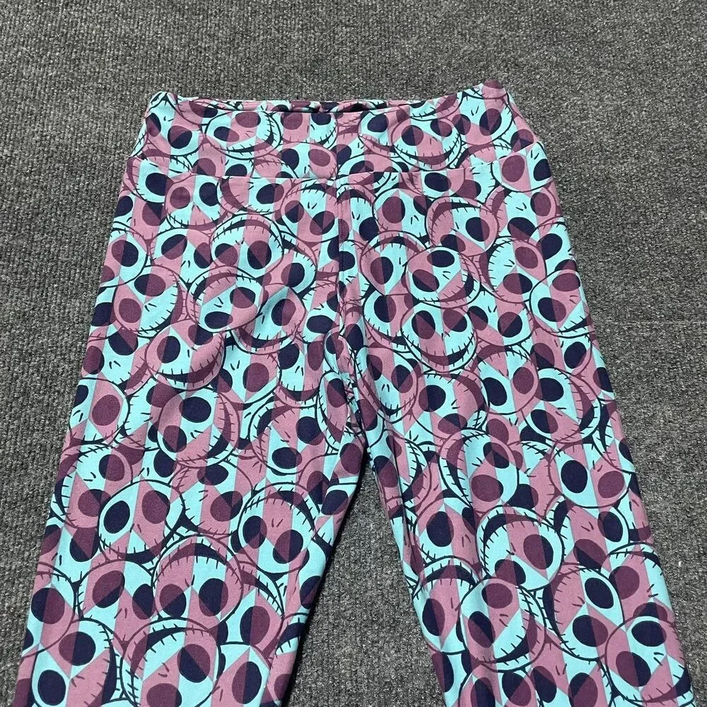LuLaRoe Leggings Girls One Size 15-4 Purple Blue Soft Stretch Jack Skellington